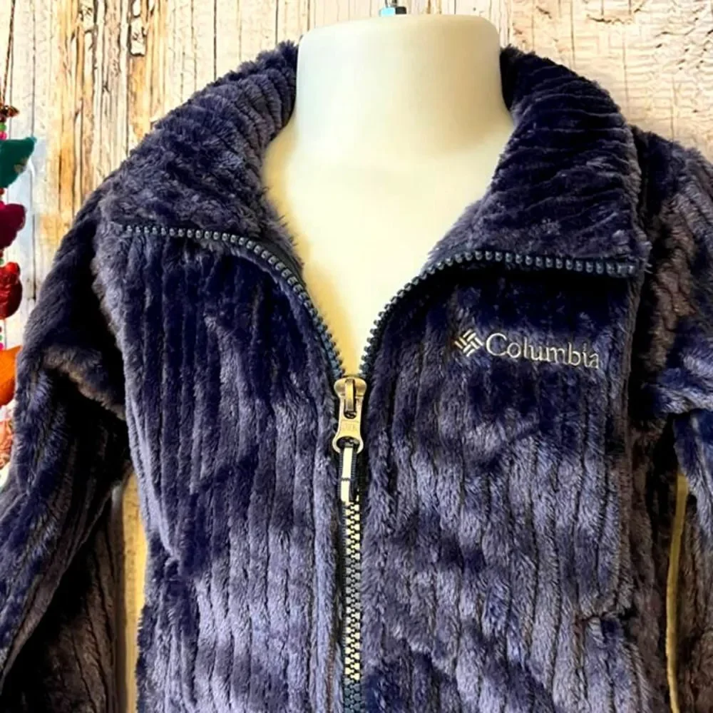 COLUMBIA JACKET SIZE 2T NAVY BLUE RIBBED VELOUR ZIP FRONT BOY OR GIRL